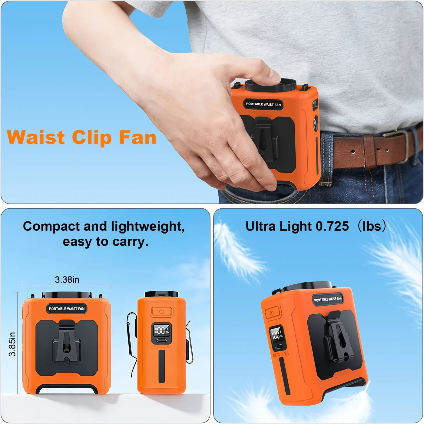 10000mAh Portable Neck Fan With USB Phone Charging LED Light