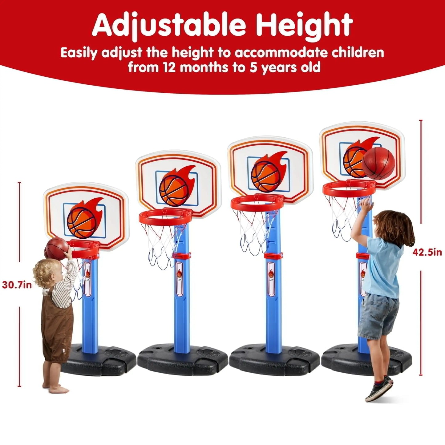 Joyfy Toddler Indoor Basketball Hoop Set With Four Balls