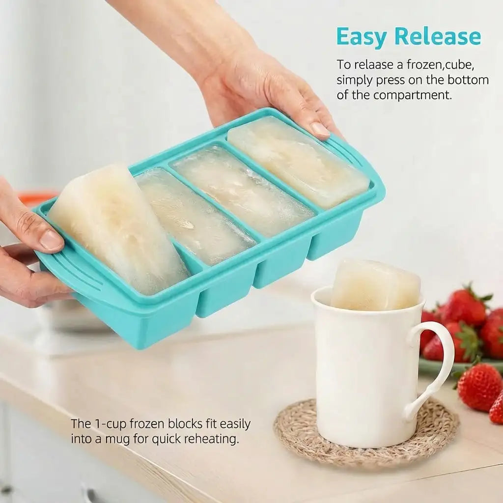 Silicone Freezer Trays With Lids 2 Pack Food Storage Containers Dishwasher Safe
