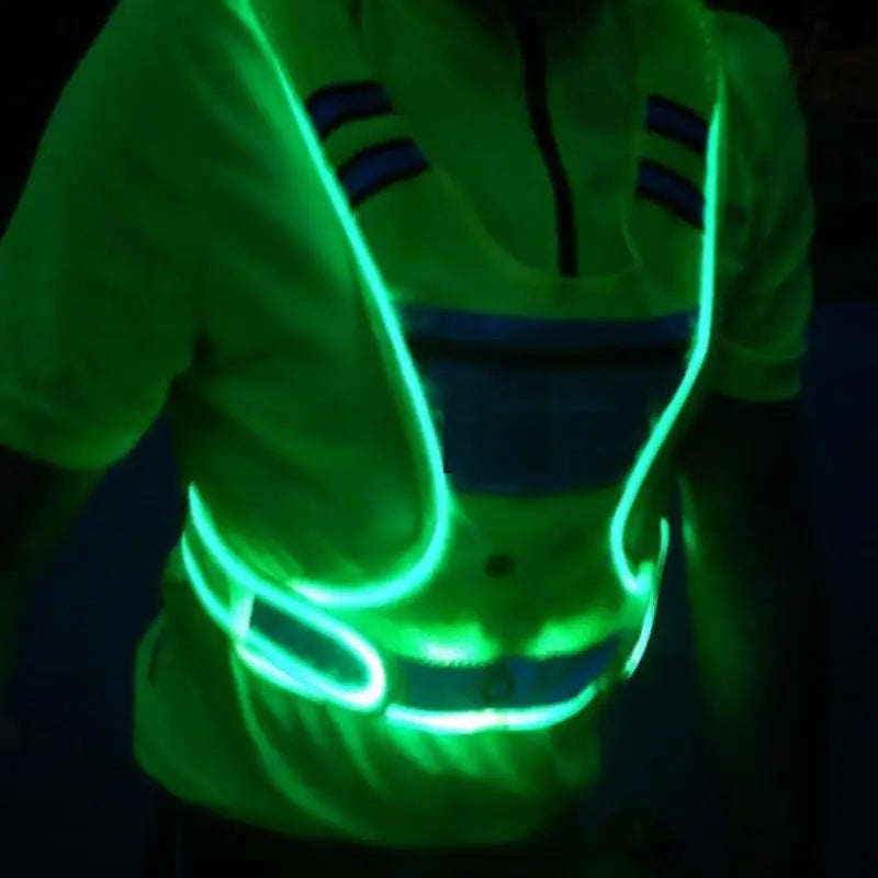 LED Reflective Running Vest 360 Degree Visibility USB Rechargeable Light