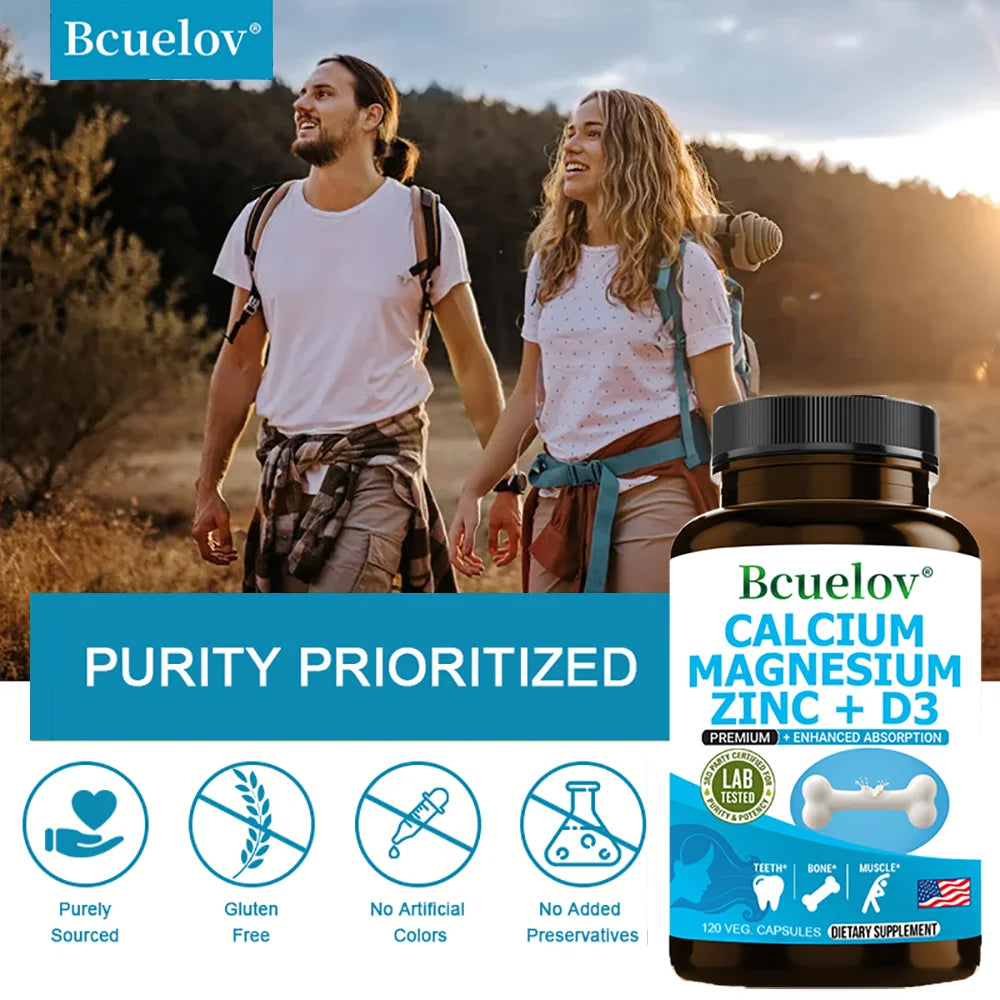 Bcuelov Calcium Magnesium Zinc Vitamin D3 Supplement For Bone Health