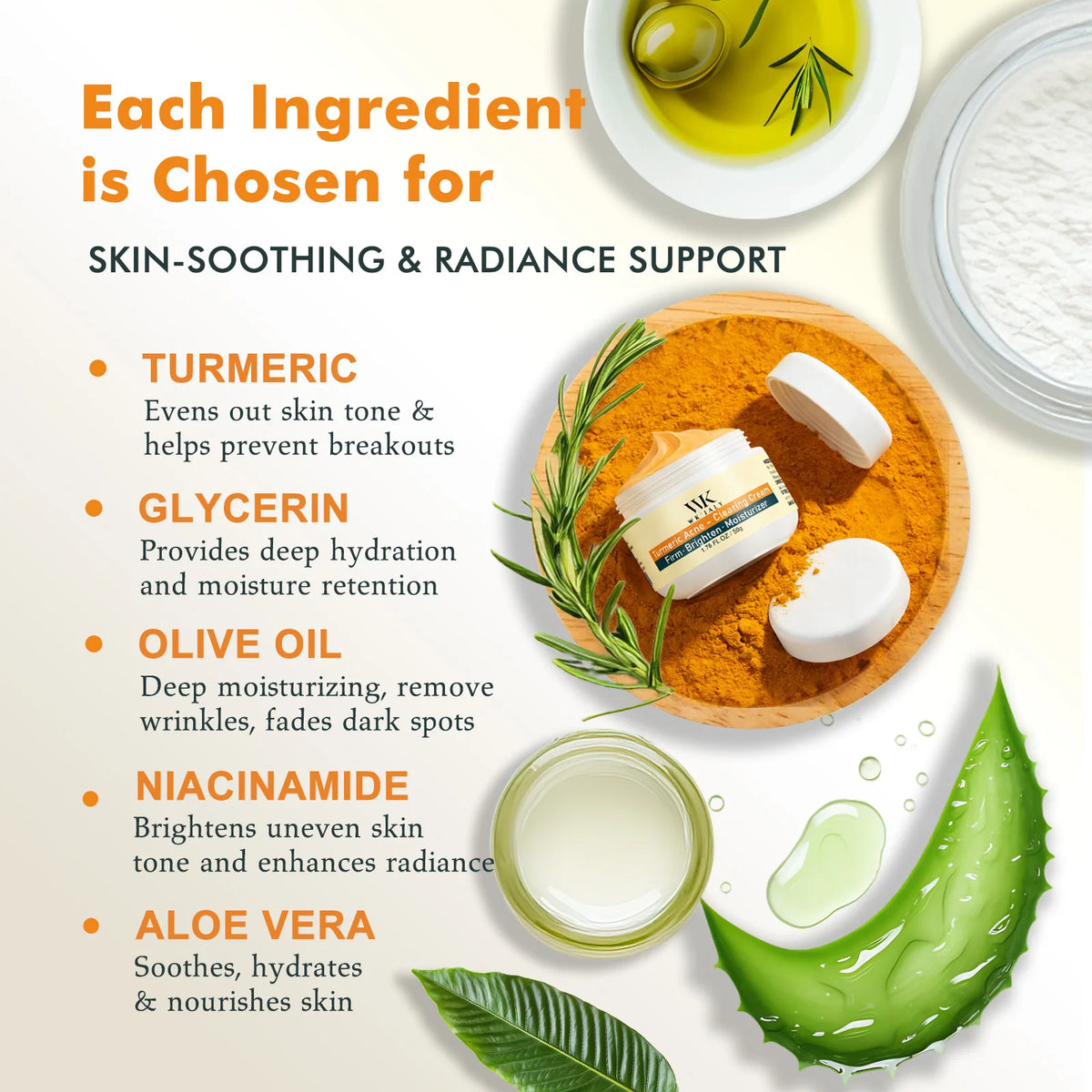 WK JALY Turmeric Brightening Face Cream For Anti Acne Care