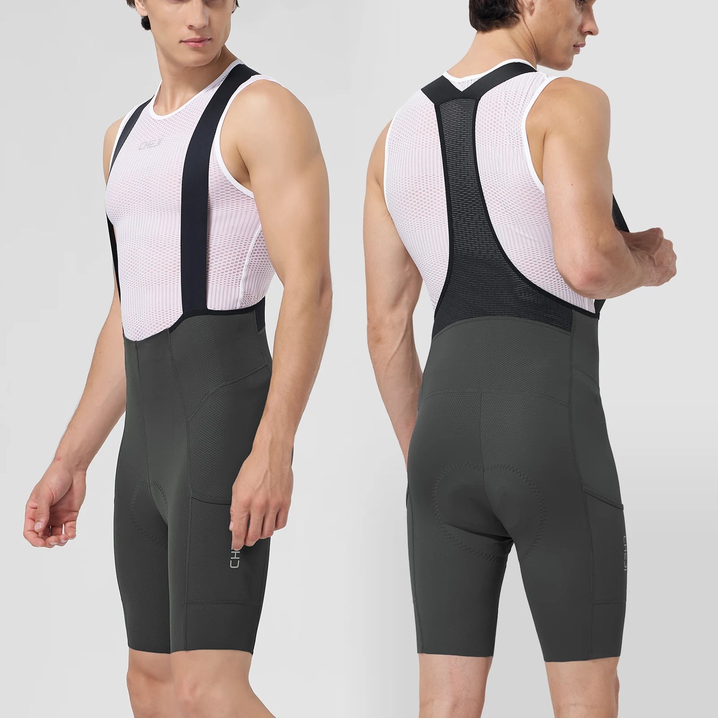 Cheji Mens Cycling Bib Shorts Seamless Quick Dry Breathable Performance