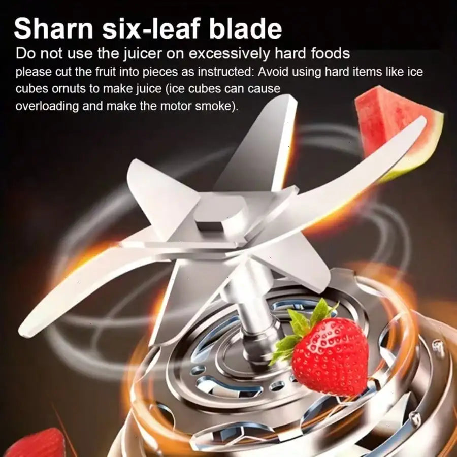 Portable USB Juicer 12 Blades Personal Blender Rechargeable
