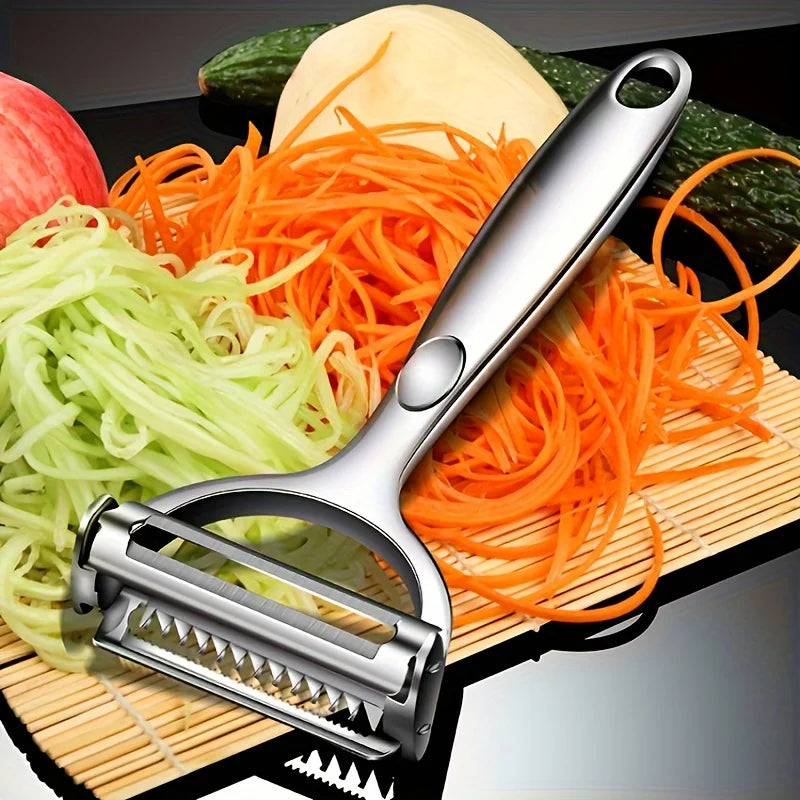 Stainless Steel Vegetable Peeler With Julienne Slicer And Shredder