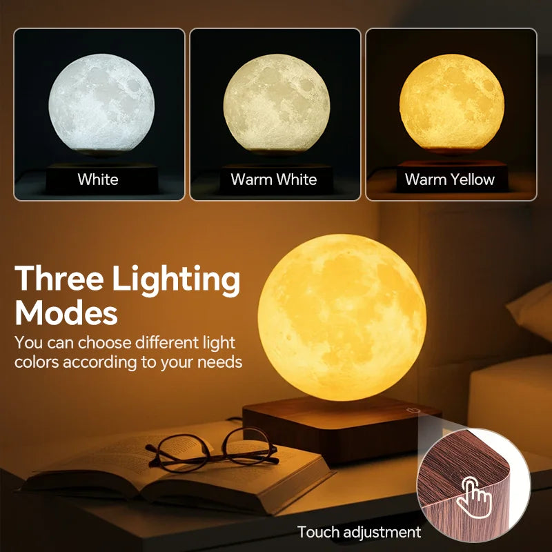 Aiopp Magnetic Floating Moon Lamp With Wooden Base