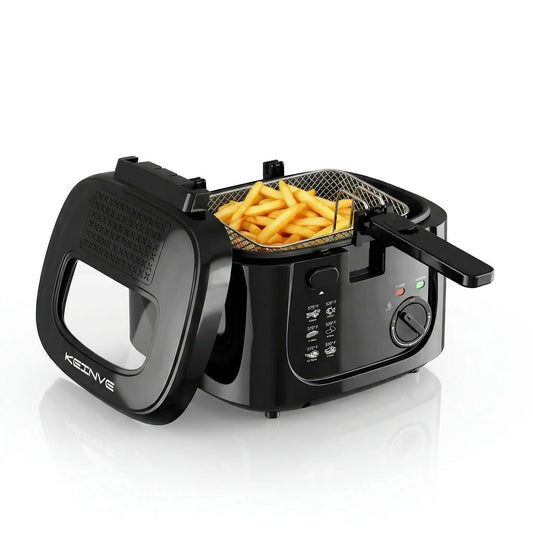 Cachoo 1600W Electric Deep Fryer With Adjustable Thermostat And Lid