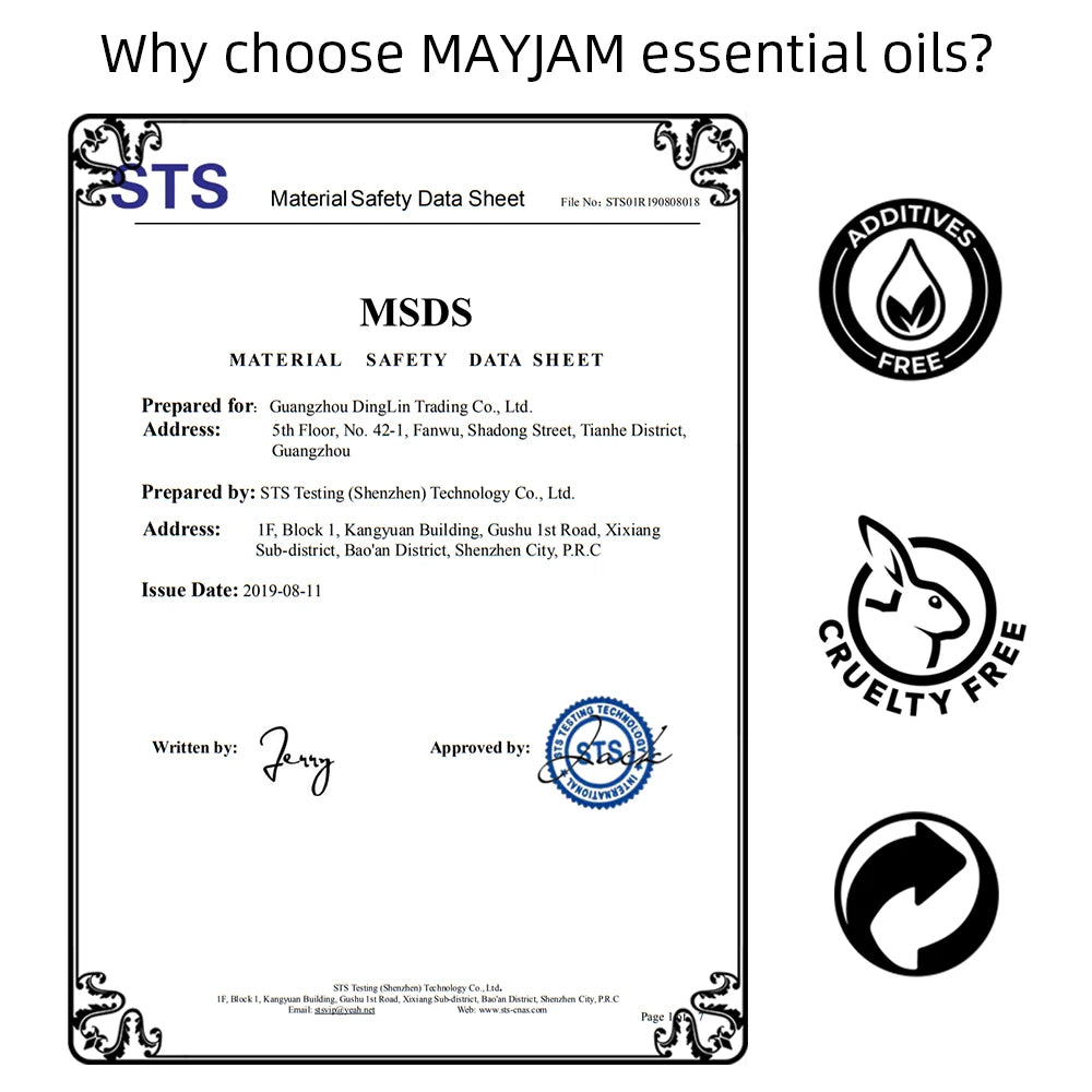 MAYJAM Essential Oils For Diffuser Lavender Eucalyptus Rose Ginger Lemongrass