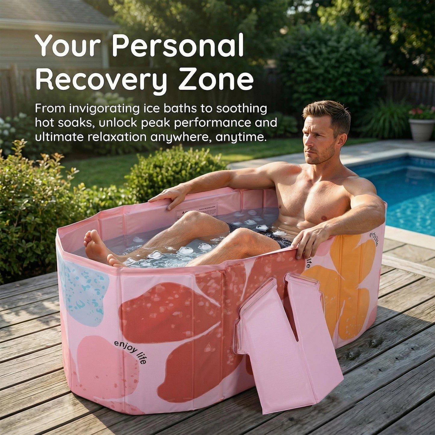 Portable Foldable Bathtub With 5 Layer Insulated Liner For Athletes