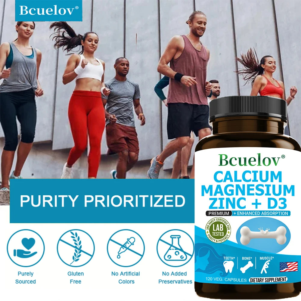 Bcuelov Calcium Magnesium Zinc Vitamin D3 Supplement For Bone Health