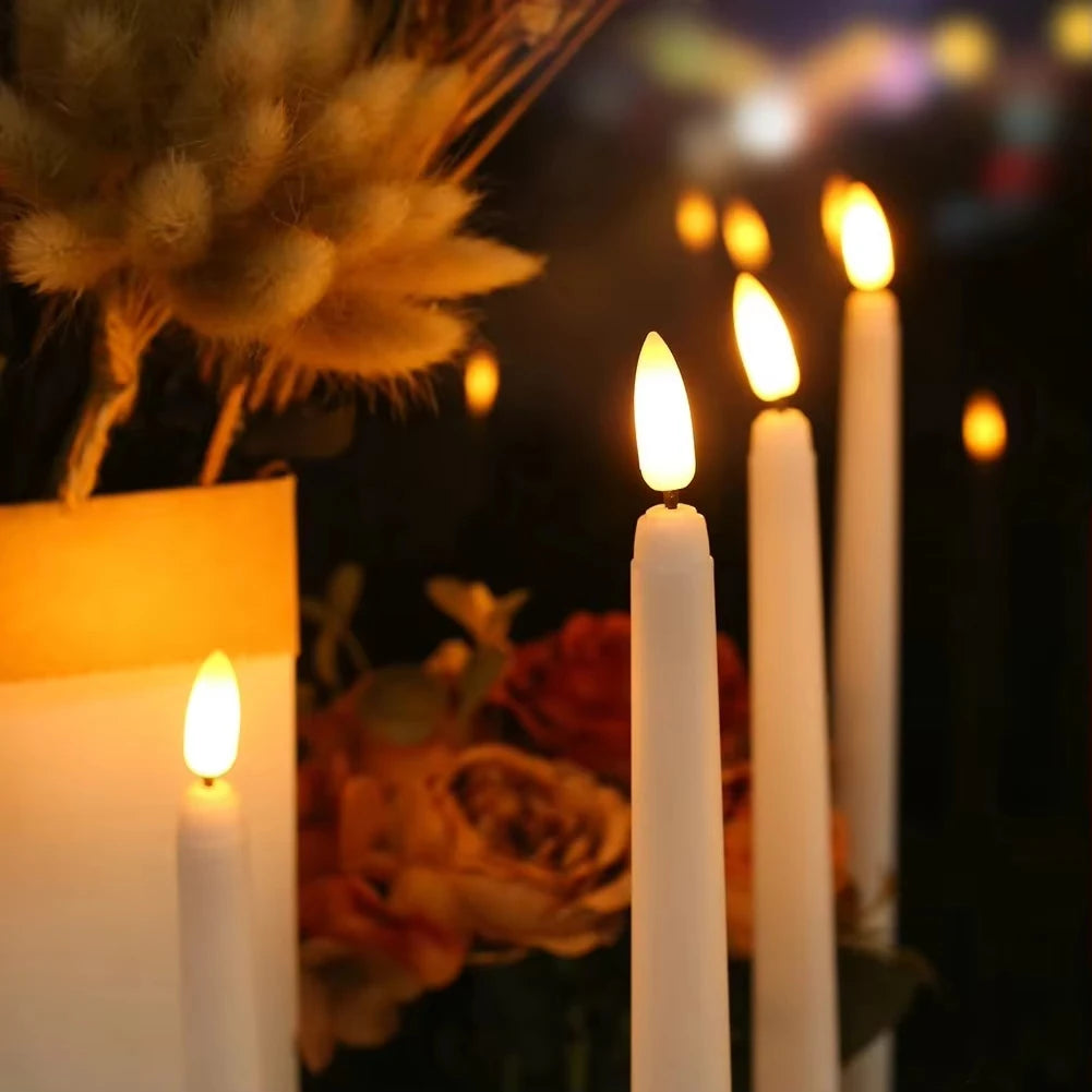 LED Flameless Taper Candles With 10-Key Remote Battery Operated