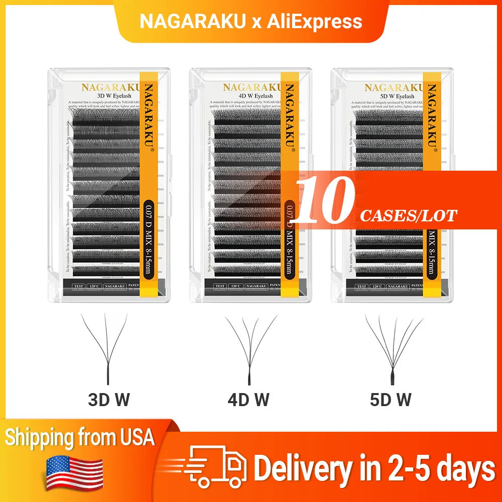 Nagaraku 5D W Shape False EyeLashes Natural Long Synthetic Hair