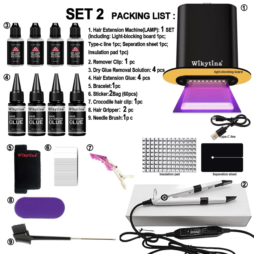 Wikytina V Light Hair Extension Kit With UV Traceless Tape