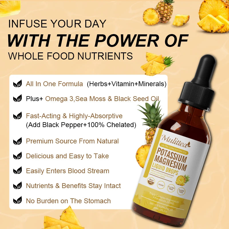 Mulittea Potassium Magnesium Drops With Vitamin D3 Zinc For Cramps
