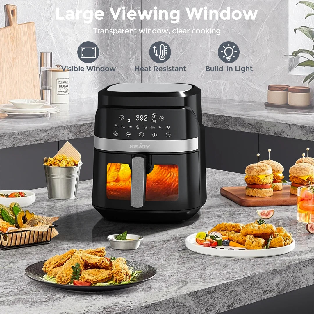 SEJOY 8 In 1 Air Fryer Oven Oilless Cooker Roast Bake Dehydrate Keep Warm