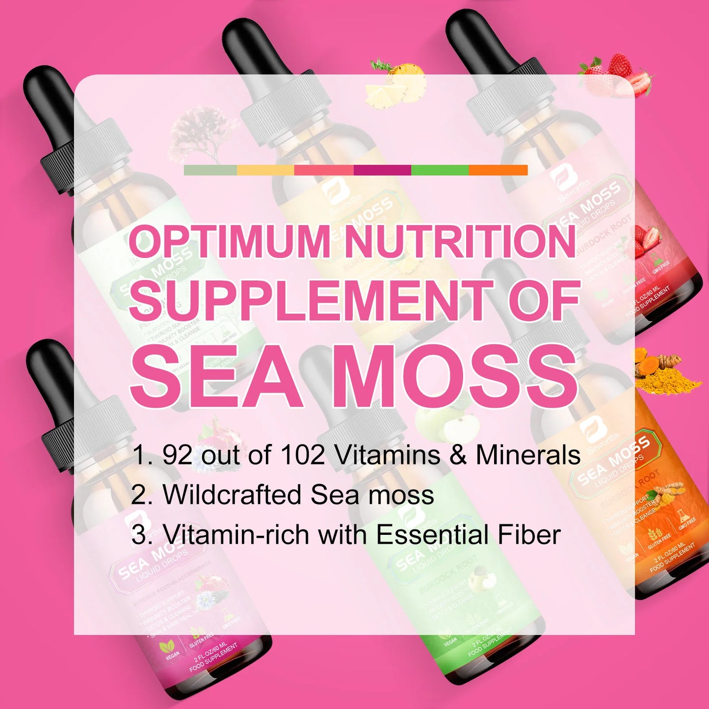 Beworths Seamoss Liquid Drops Organic Black Seed Oil Burdock Root