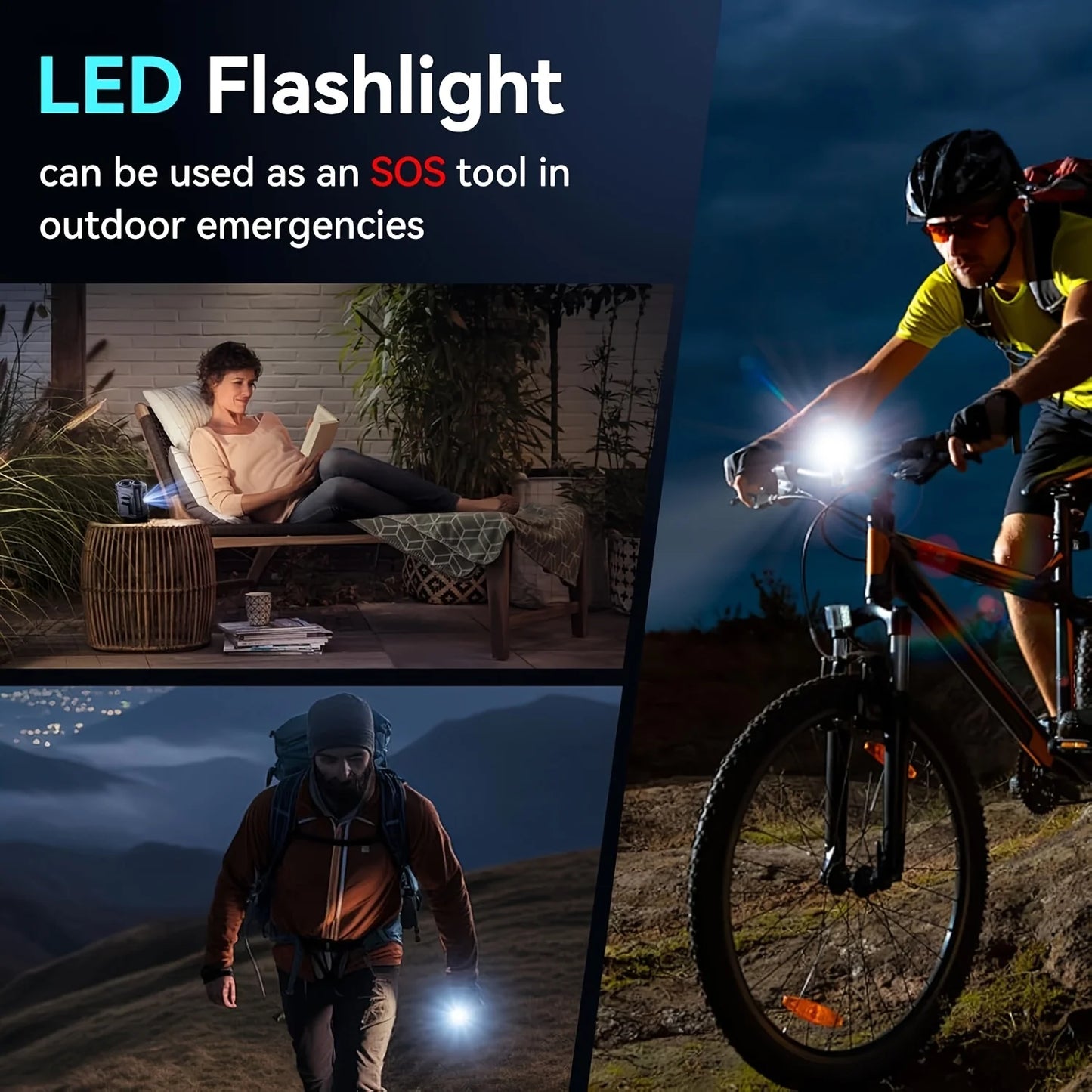 10000mAh Portable Neck Fan With USB Phone Charging LED Light