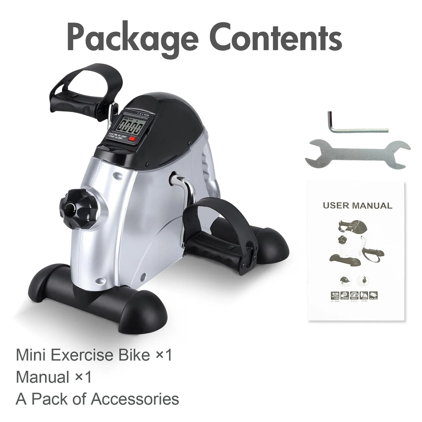 Portable Under Desk Pedal Exerciser With LCD Monitor
