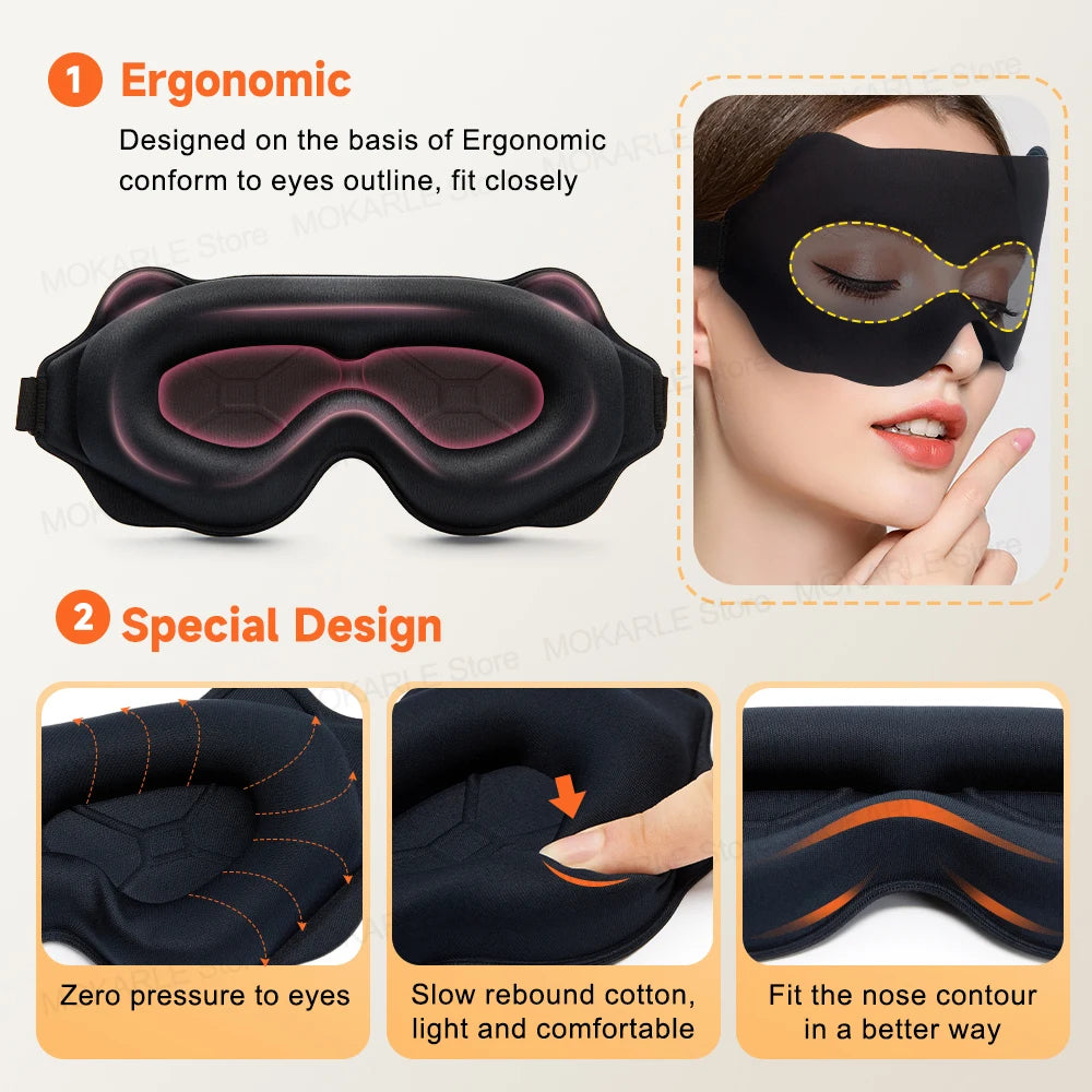 Zoechic 3D Sleeping Mask Blockout Light Travel Eye Mask