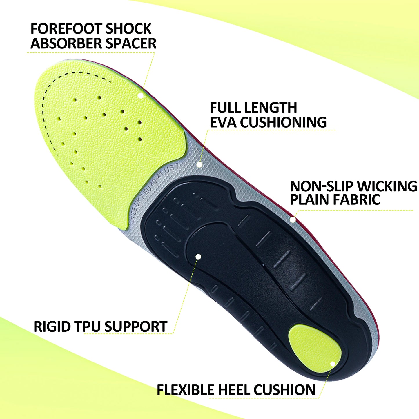 Plantar Fasciitis Relief Orthopedic Insole High Arch Support Flat Foot