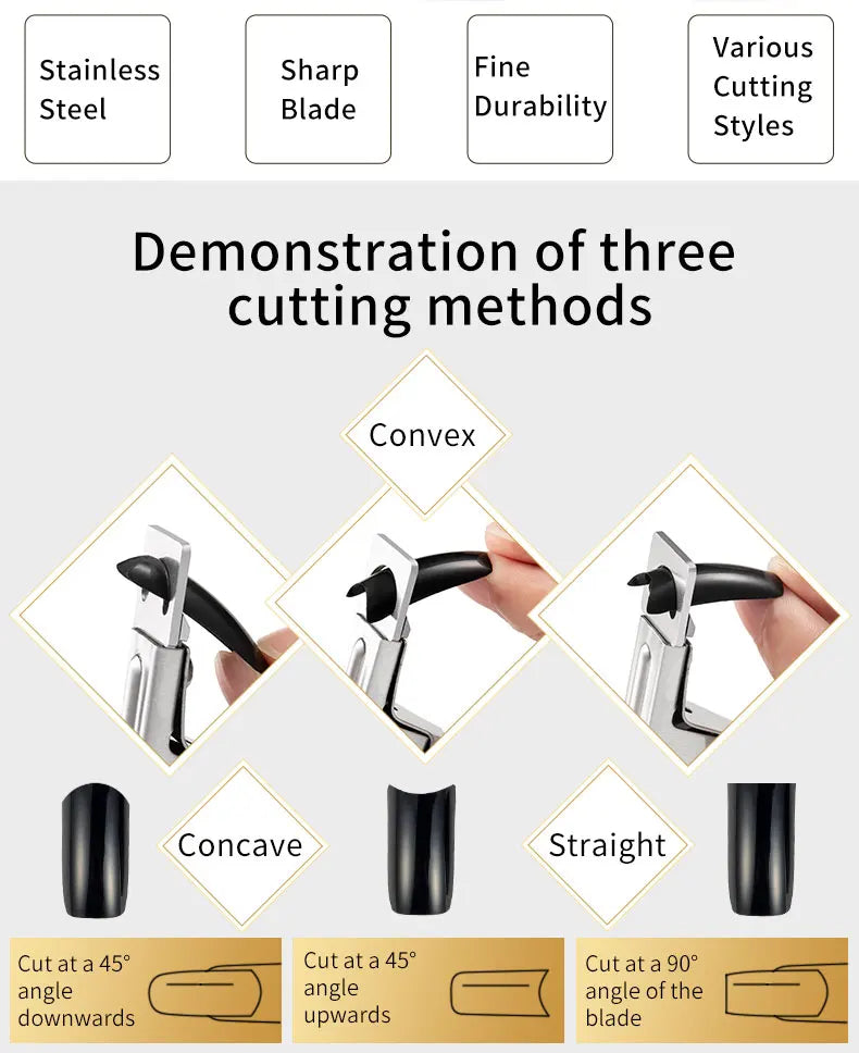Stainless Steel Nail Trimmer Straight Edge Cutter for Acrylic and Tips