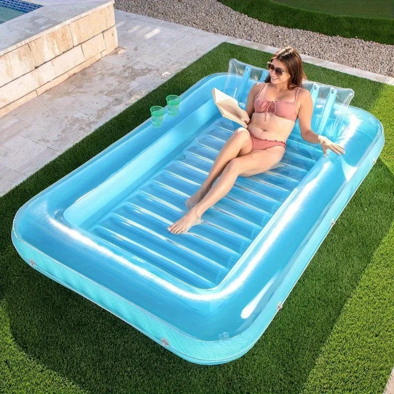 JOYFY Inflatable Pool Lounger Float With Pillow For Sunbathing Adult
