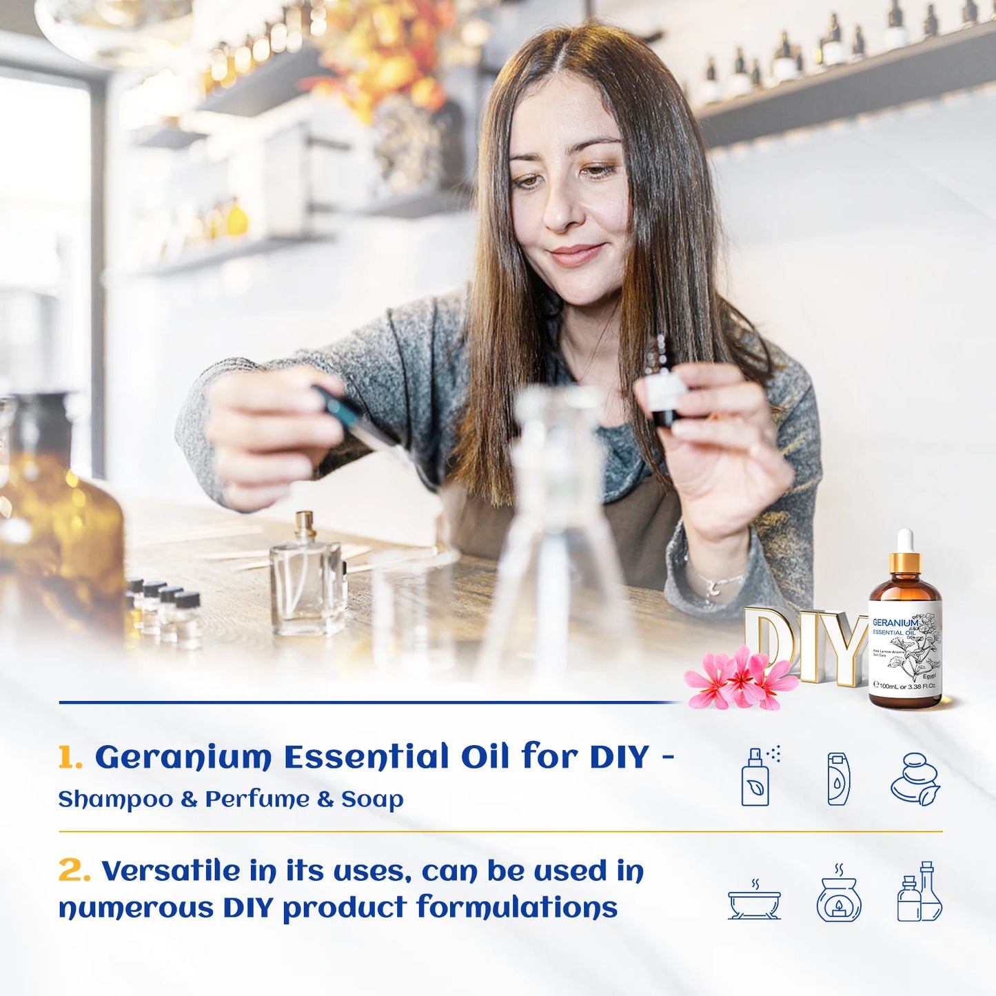 HIQILI Essential Oils Frankincense Lemon Rosemary Tea Tree Lavender