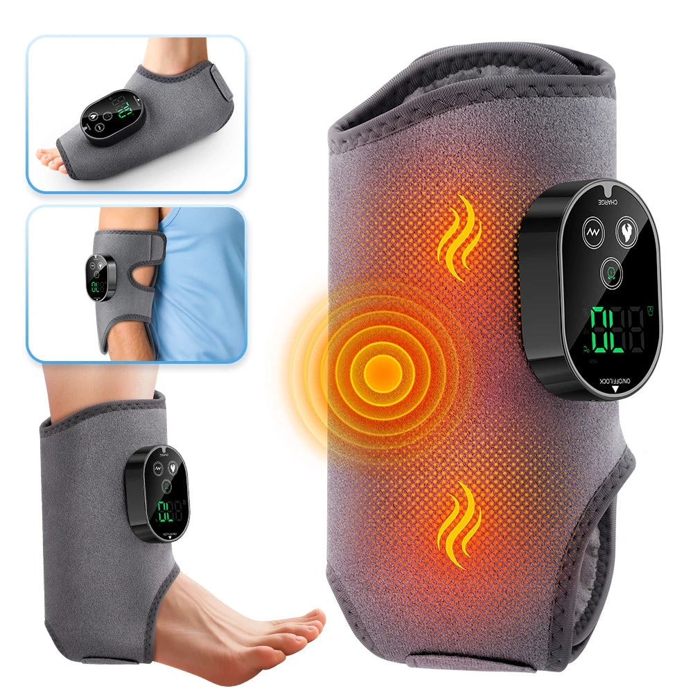 PASTSKY Electric Heating Vibration Foot Ankle Massager USB Rechargeable Strap