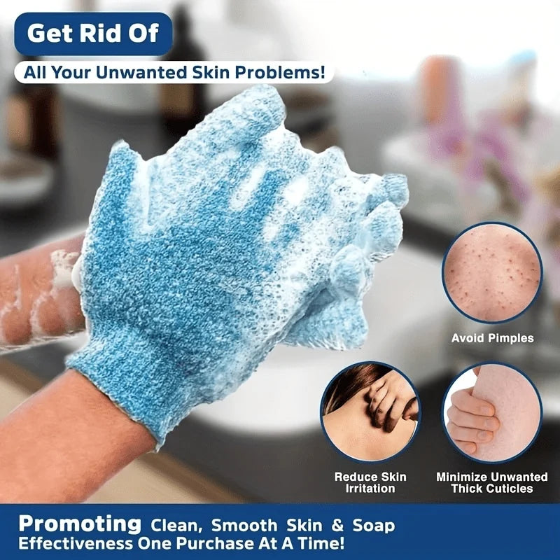 Exfoliating Shower Glove Set Deep Cleaning Body Scrub Spa Massage