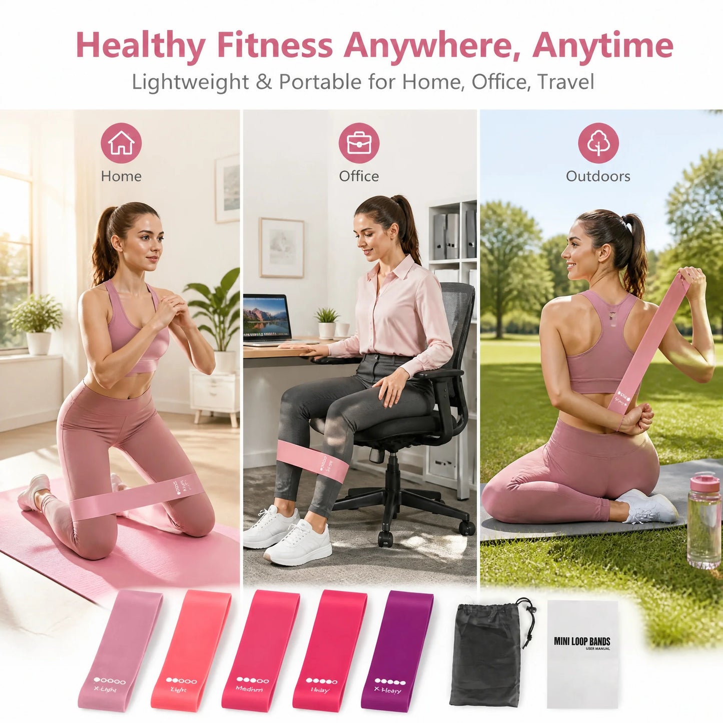 TPE Resistance Bands Set Five Levels Non Slip Booty Glutes
