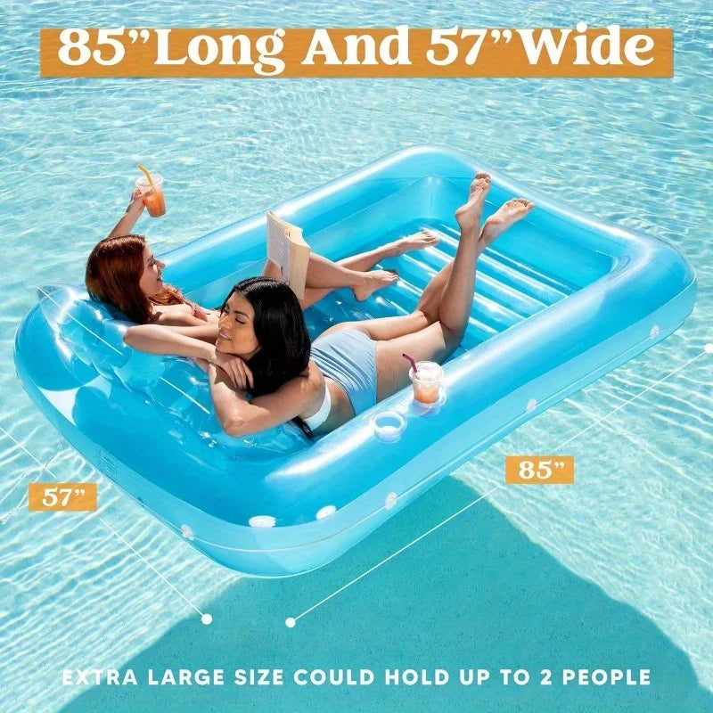 JOYFY Inflatable Pool Lounger Float With Pillow For Sunbathing Adult