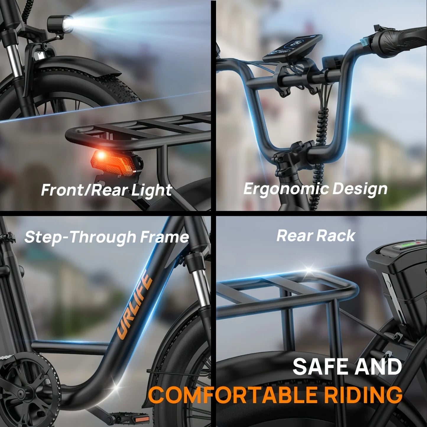 URLIFE 1000W E20 Electric Bike Fat Tire With Removable Battery
