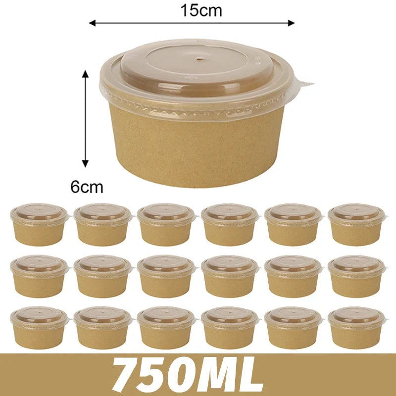 Kraft Paper Lunch Boxes With Lids Ice Cream Noodles
