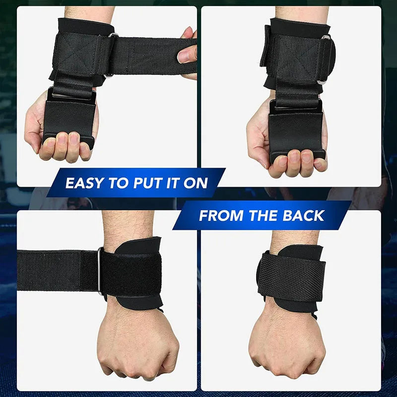 Weight Lifting Hooks Grips With Wrist Wraps For Pull Ups