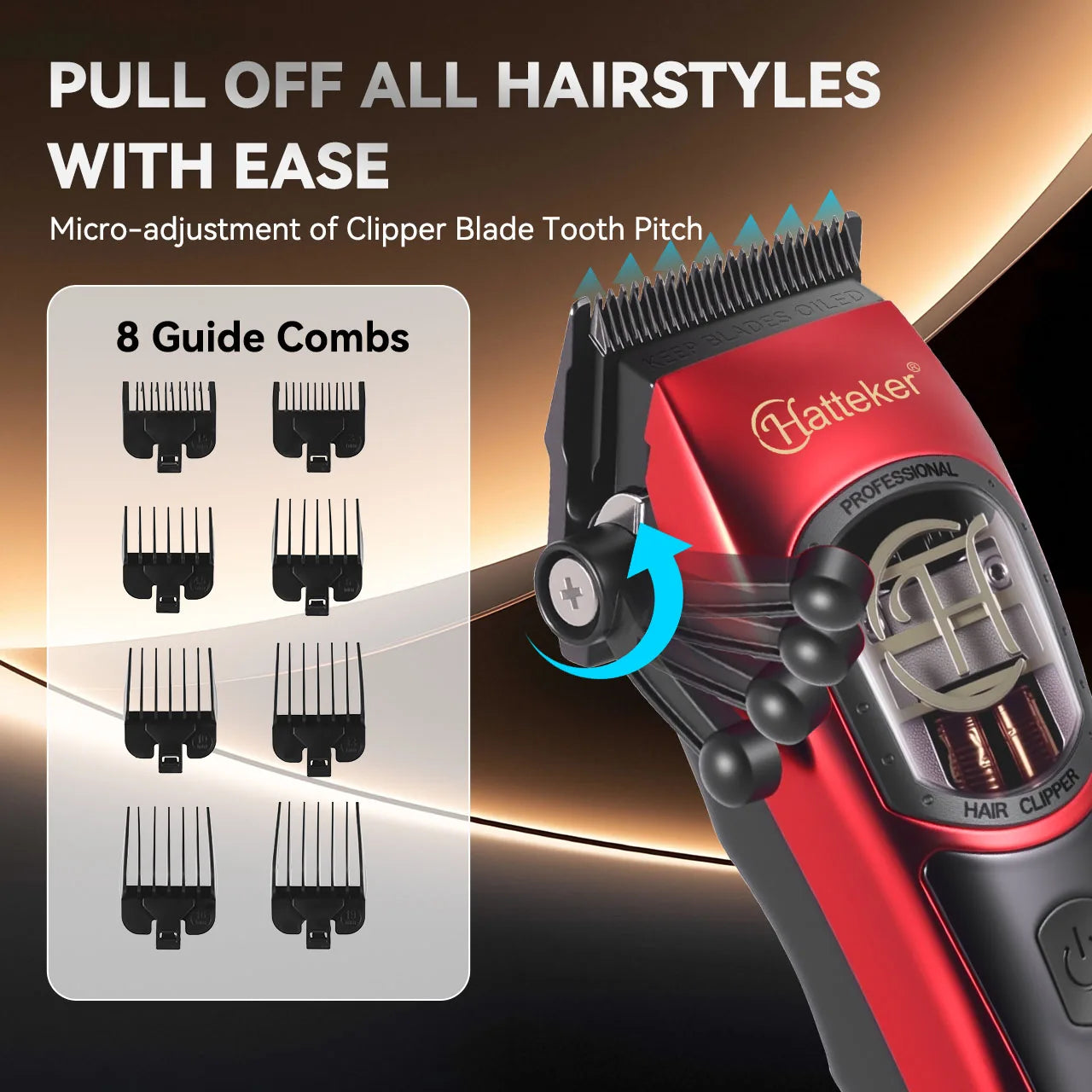 HATTEKER Professional Hair Clippers Magnetic Levitation Motor With Charging Base