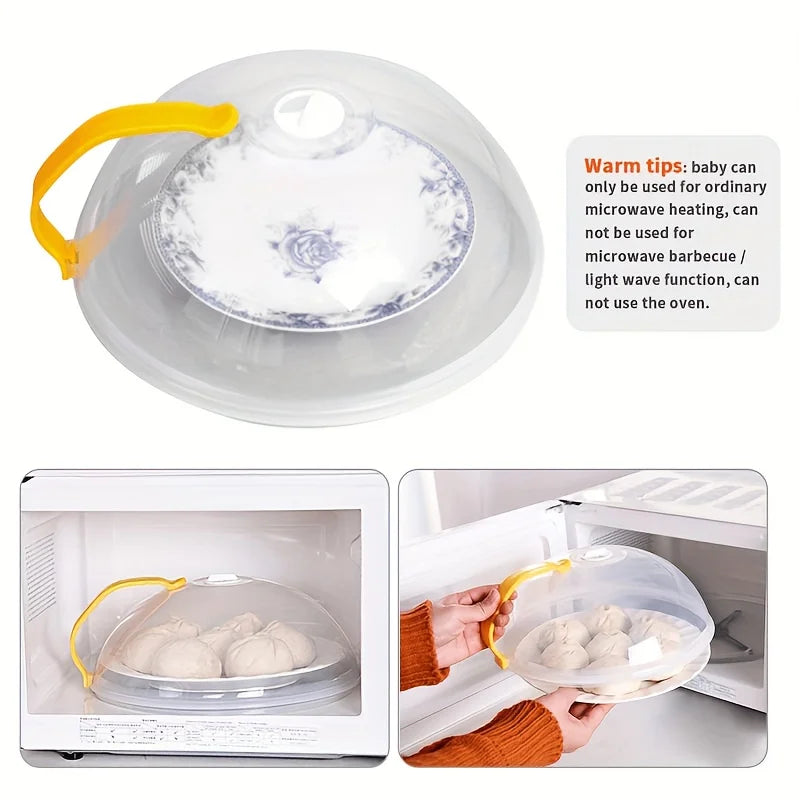 Microwave Food Cover Splash Proof With Steam Vents And Handle