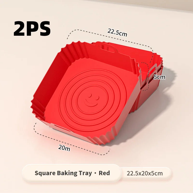 Square Silicone Air Fryer Liners Two Pack Reusable Accessories