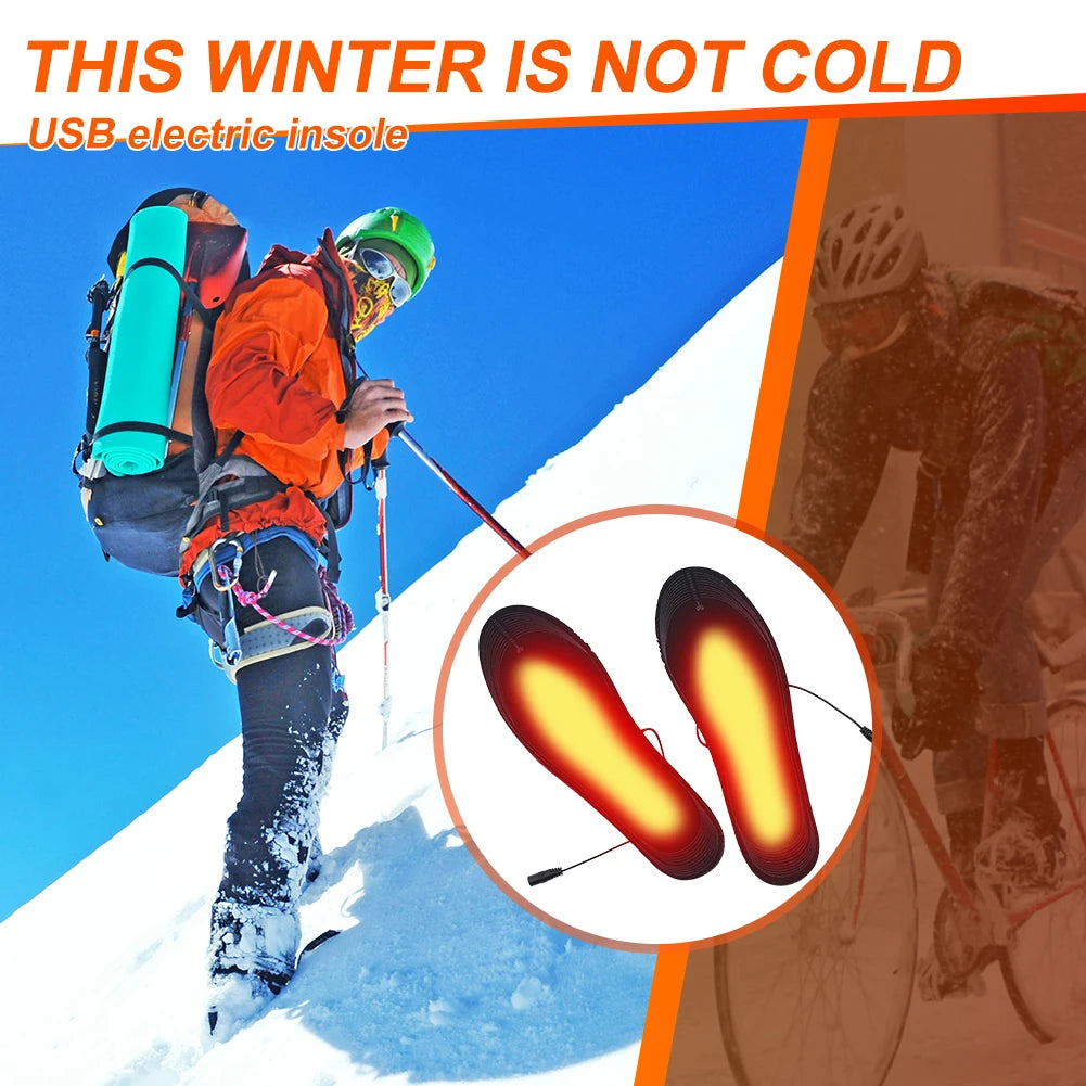 Rechargeable USB Heated Insoles Foot Warmer For Winter Outdoor Activities