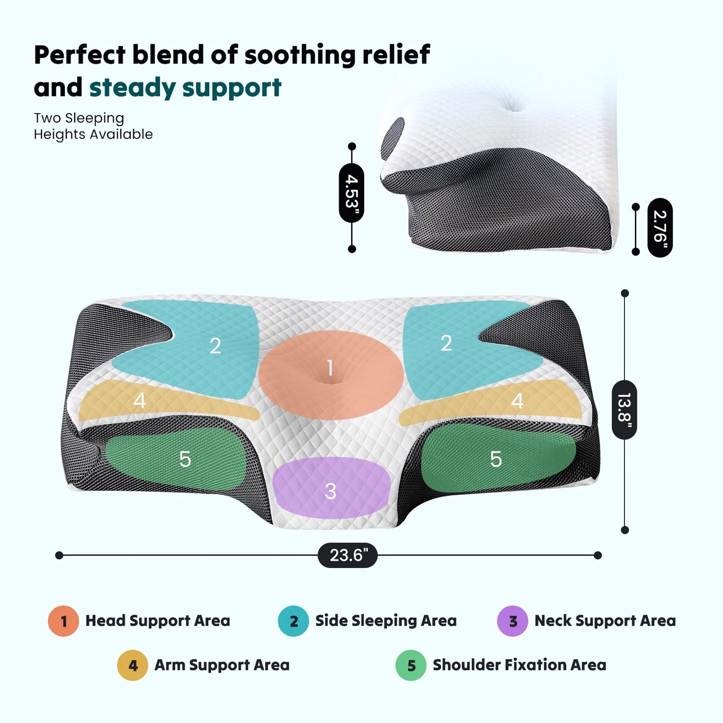 JHK Ergonomic Cervical Neck Pillow With Memory Foam And Cooling Pillowcase