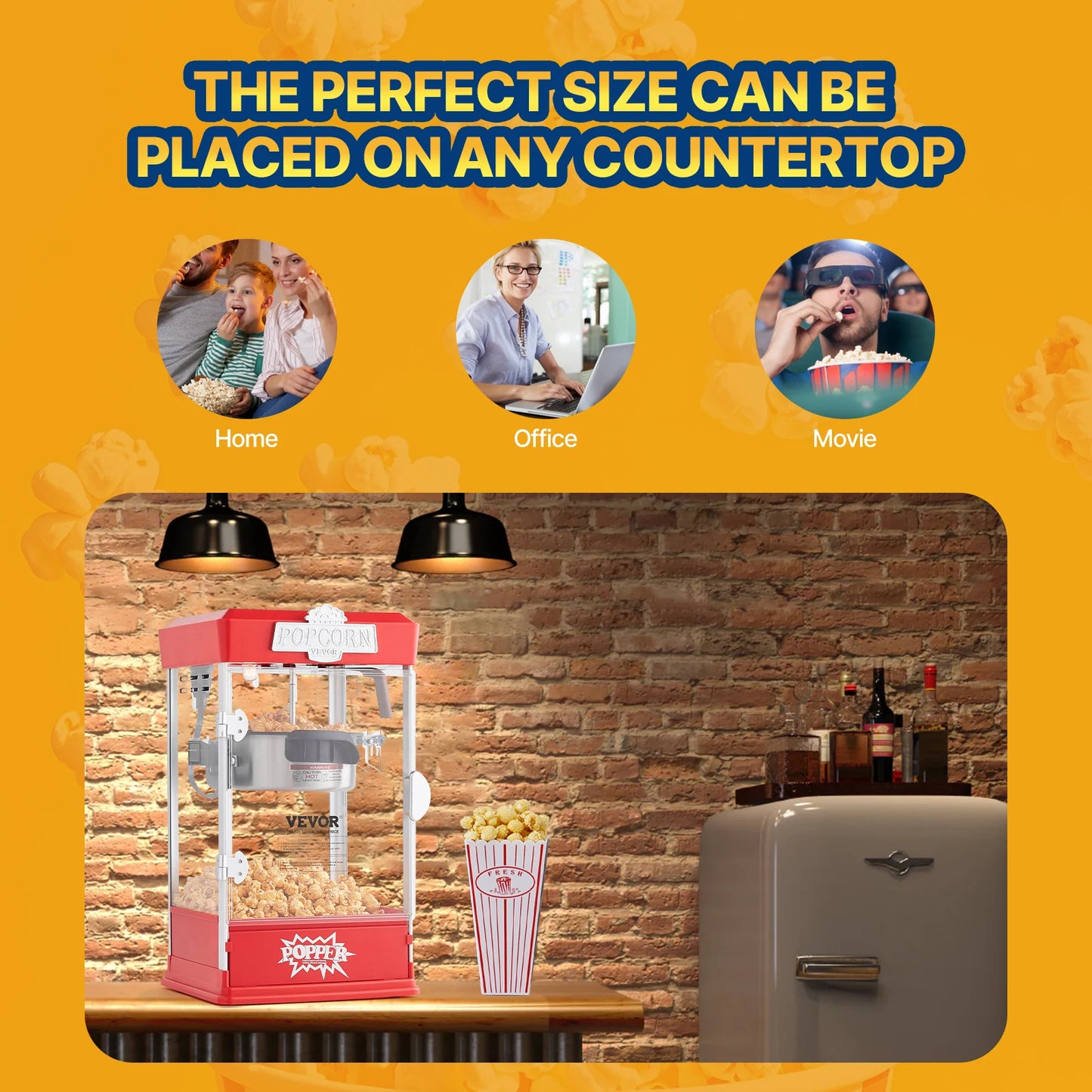 SucceBuy Countertop Popcorn Maker 1.5 Gal Per Batch