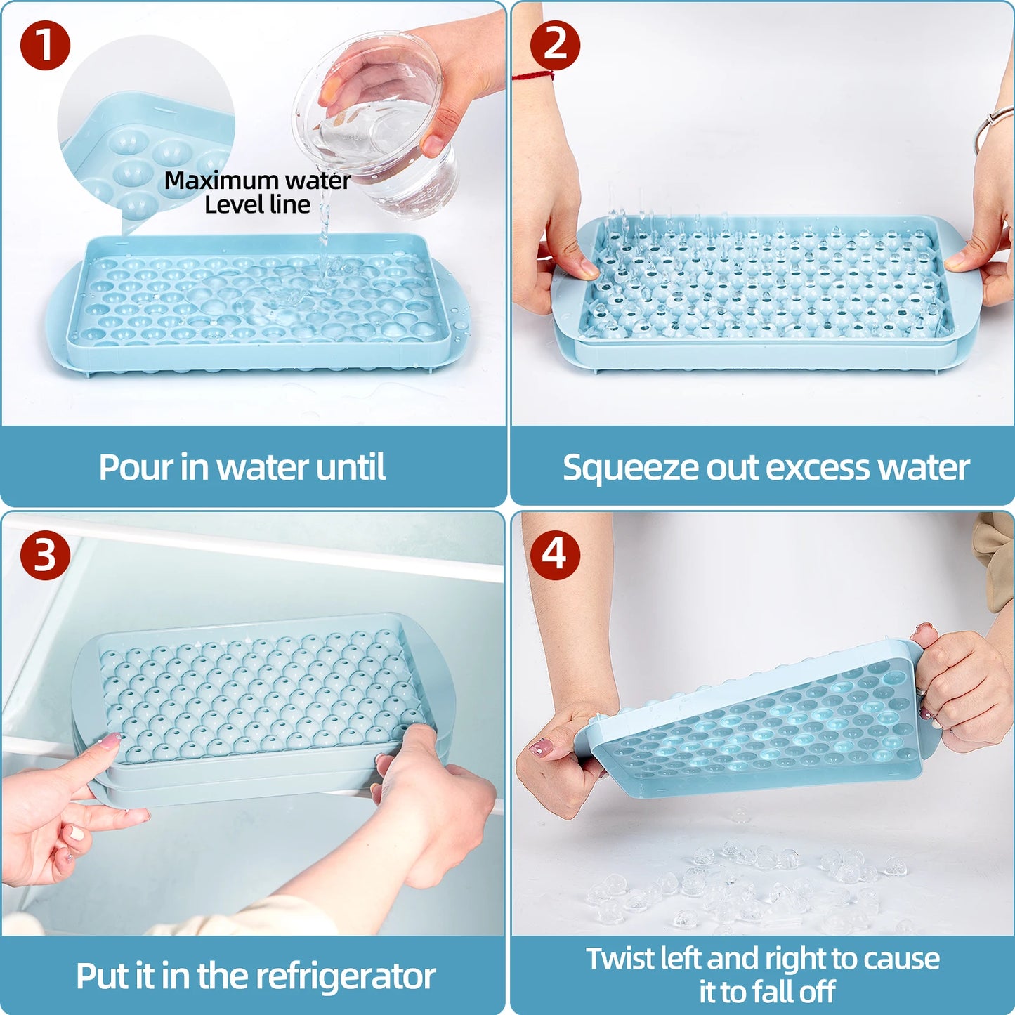 YOCITY 104 Hole Mini Round Ice Cube Tray Ball Mold