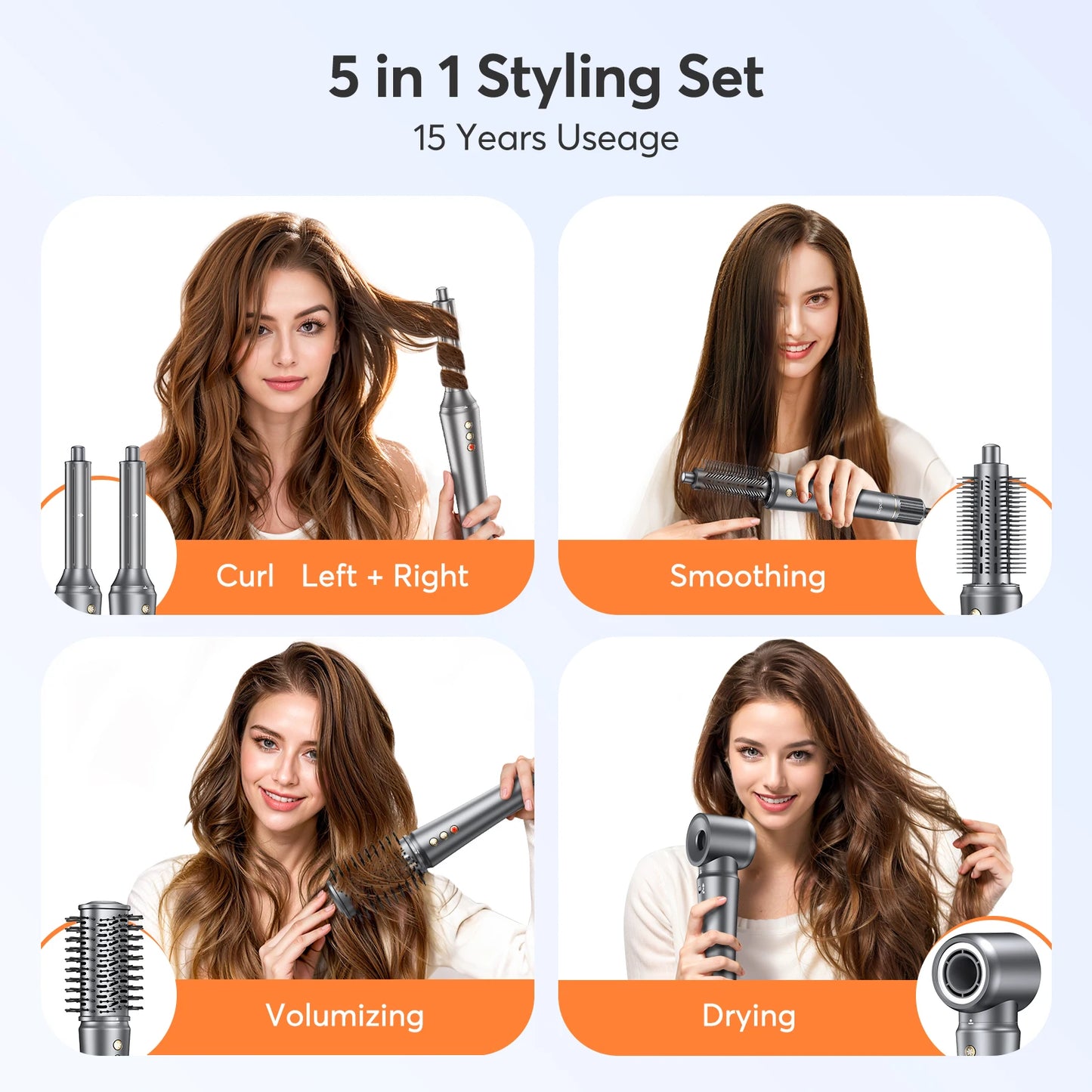 BOPCAL 5 In 1 Hair Dryer With Hot Air Comb And Curling Iron 1200W