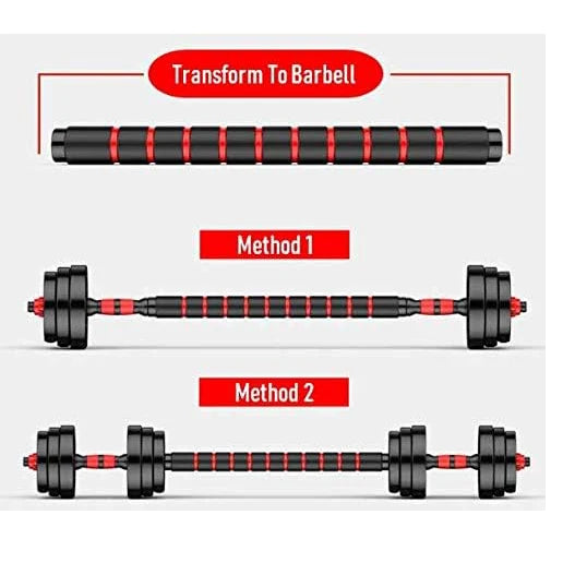 2 In 1 Adjustable Dumbbell And Barbell Set For Home Fitness