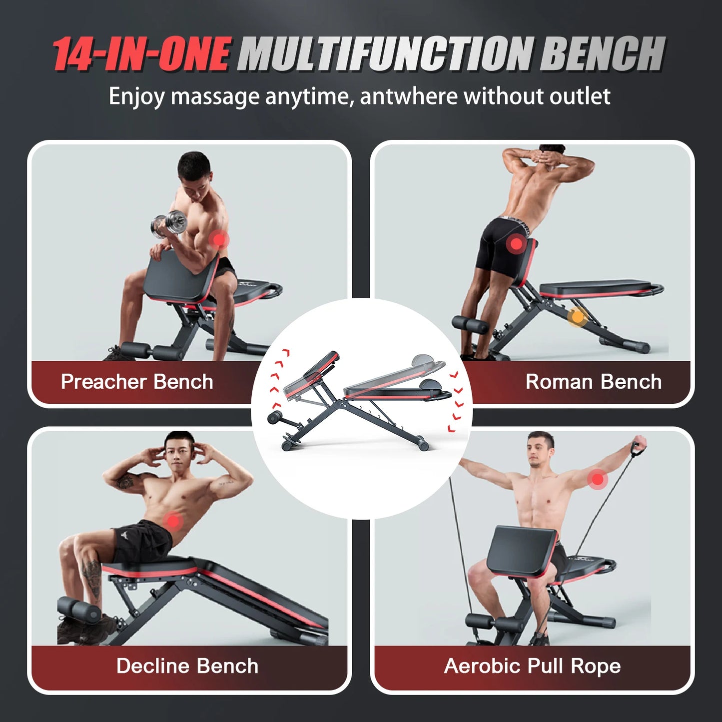 Foldable Dumbbell Bench 14 In 1 Pre Assembled With 1000 Lbs Capacity