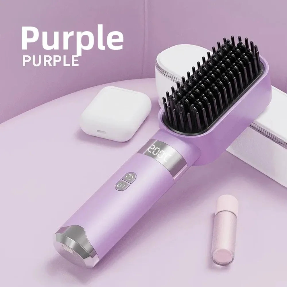 Hair Straightening Comb Type-C USB LCD 3-Setting 140-200C
