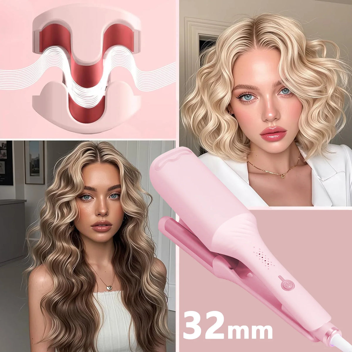 Adjustable Temperature Electric Spiral Hair Curling Iron Styler Wand