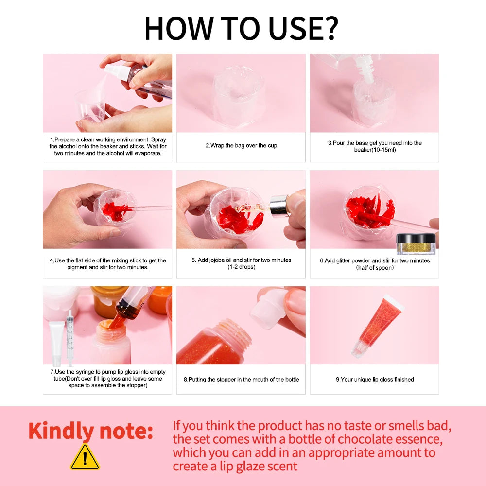 Ibcccndc DIY Lip Gloss Making Kit With Moisturizing Base