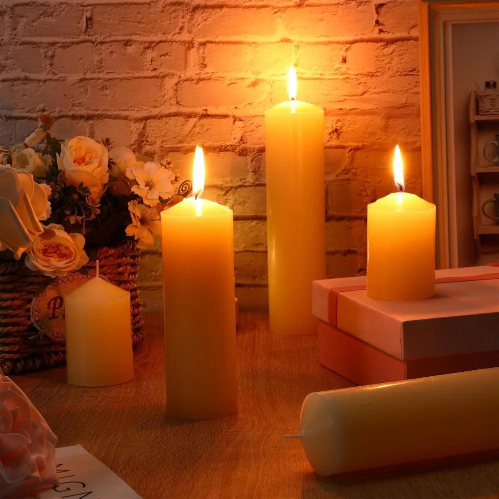 36 Pack Pillar Candles Dripless Unscented Long Burning For Wedding