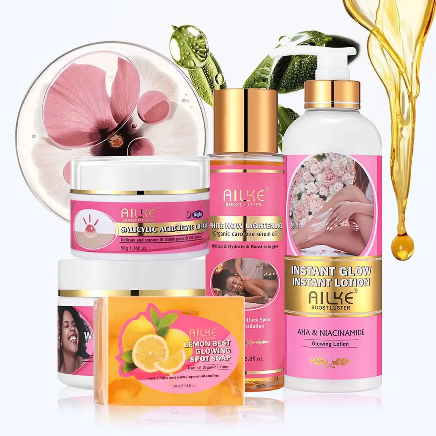 AILKE Skin Glowing Set Niacinamide Brightening Moisturizing Anti Acne Kit