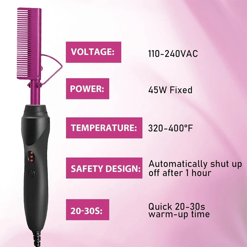 GOIPLE Electric Hot Comb Straightener Curling Iron for Hair Care